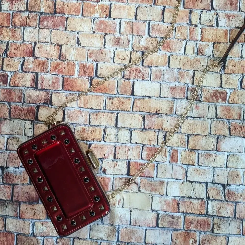 Red Goth Clutch Rhinestone Purse